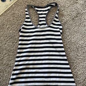 Lululemon black and white stripe running tank